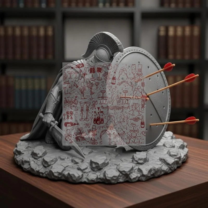Spartan Warrior Statue Toothpick Holder Kneeling Greek Warrior Figurine 3D Printed Craft Desktop Home Office Decor Ornaments