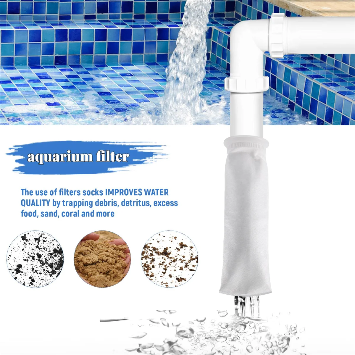 

4 упаковки фильтрующих носков, 200 микрометров, для аквариума/сальского аквариума, пруда, для поддона/перелива HOT