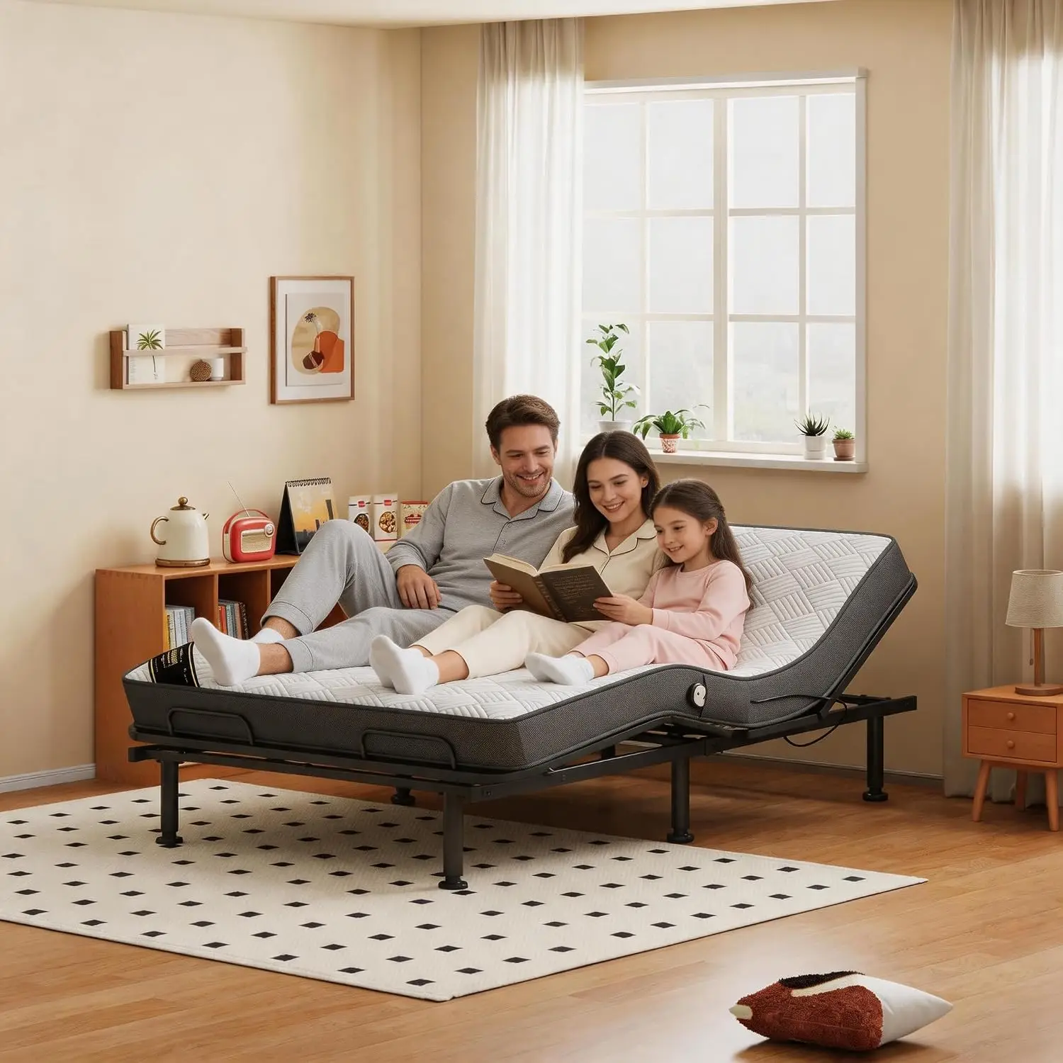 Full Size Adjustable Bed With Memory Mattress, Electric Remote, Head & Foot Incline, Zero Gravity, 6 Adjustable Legs, Customized
