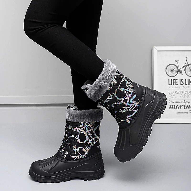 Botas de nieve impermeables de tubo alto de algodón EVA, talla única, edición para mujer