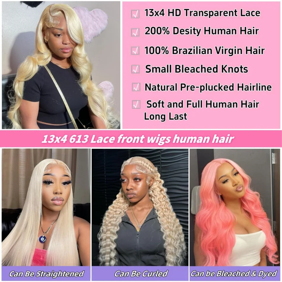 613 Hd الدانتيل الباروكة الأمامية 13X6 شقراء الجسم موجة خصلات الشعر المستعار الإنسان 40 بوصة الملونة الدانتيل الجبهة الباروكات 250 الكثافة للنساء قبل قطعها #5