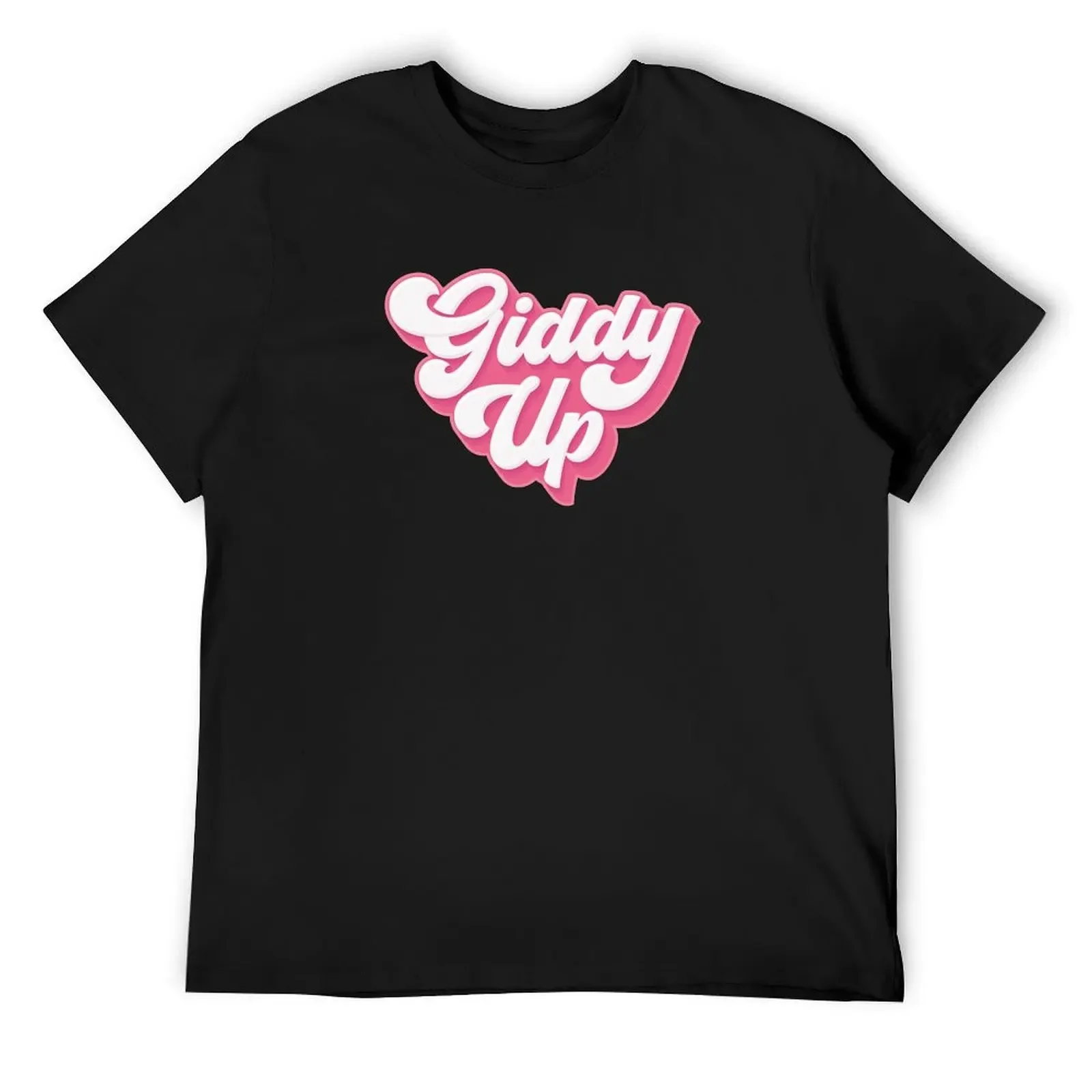 Giddy Up pink T-Shirt plus size clothes vintage anime shirt oversizeds cute tops Short sleeve tee men