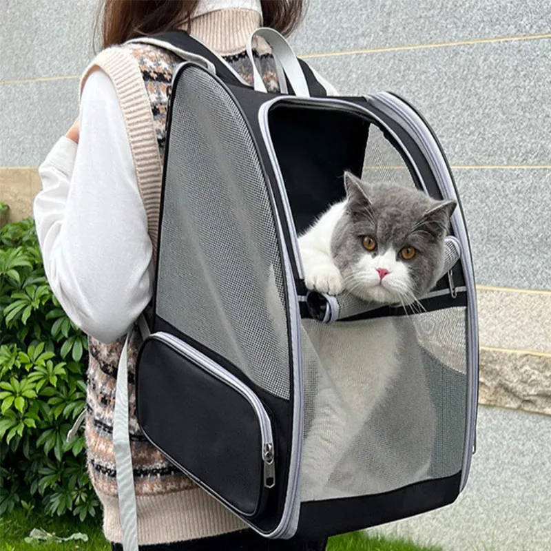 

Pet Cat Bag Breathable Canvas Portable Cat Backpack Outdoor Travel Transport Bag For Cats And Puppy Carrying Pet Supplies