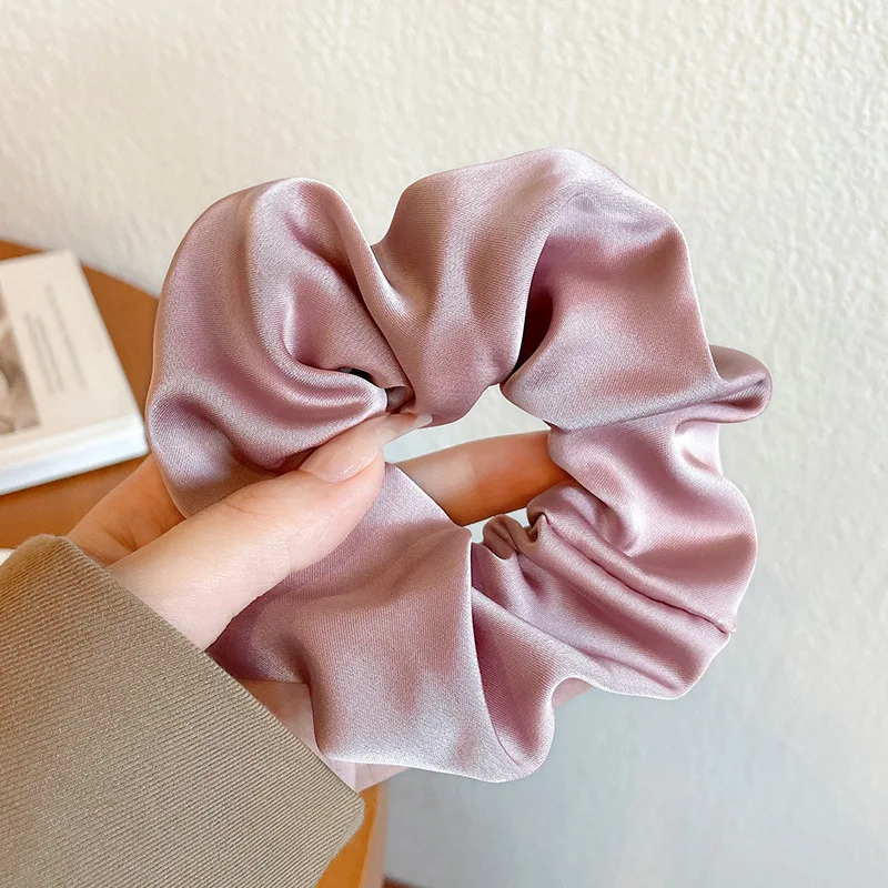 Simple Women Silk Scrunchies Solid Color Hair Bands Ladies Ponytail Holder Korean Girls Hair Accessories Ties Rope