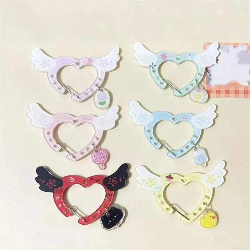 Heart Wing shaped Mountaineering Keyring, Candy Color Acrylic Carabiner Buckle, Multipurpose Bag Hanging