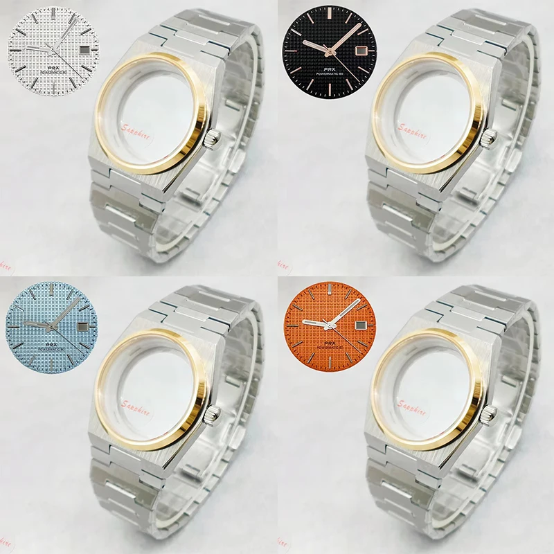 

NH35 Case PRX Super Player Case Sapphire Glass Transparent Back Cover Fits 4R35 NH35 NH36 Movement Steel Watch Strap PRX Cases