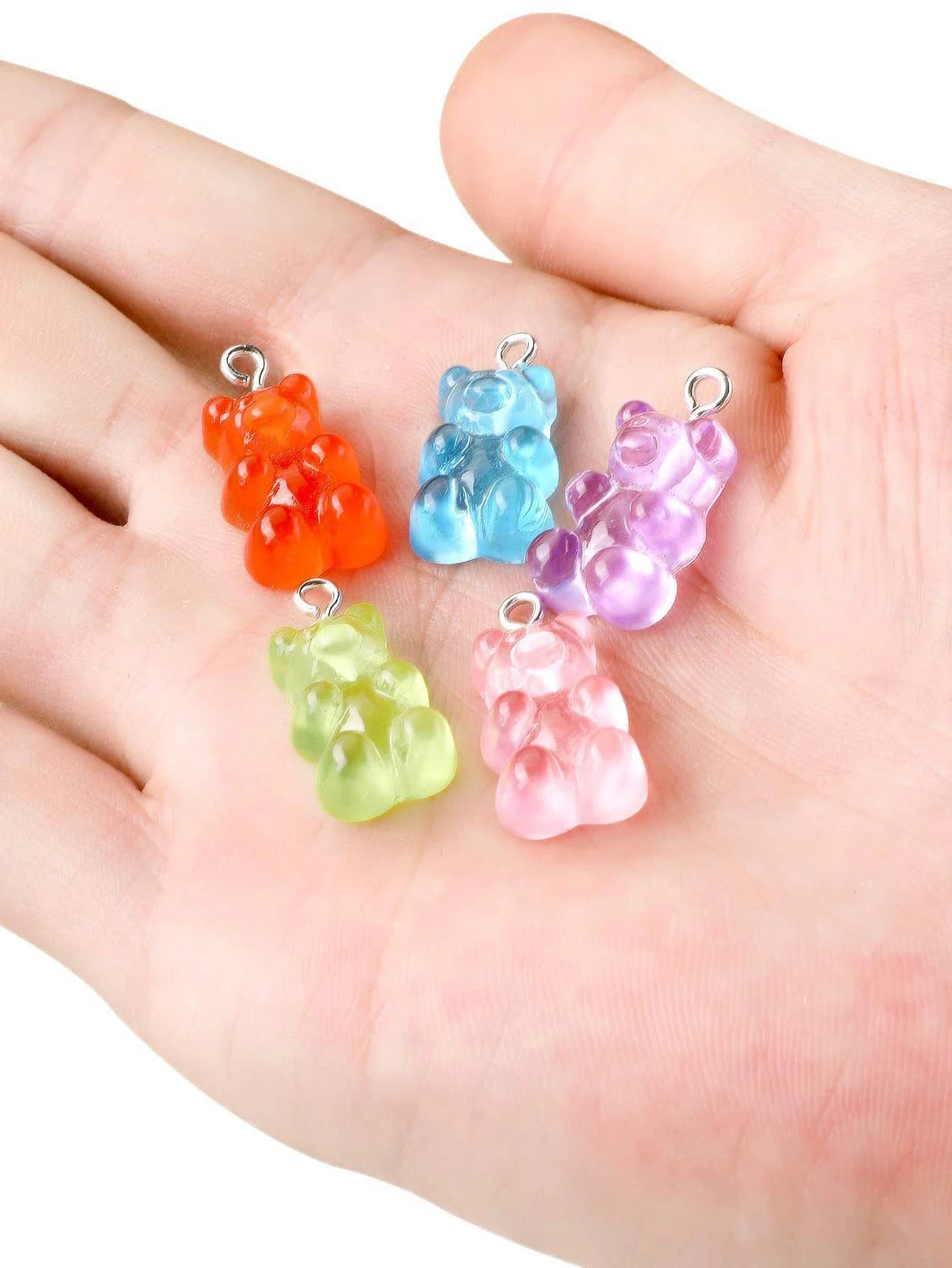 10/30/100Pcs Colorfulful Personalized Creative Candy Colorful Resin Bear DIY Necklace Bracelet Earrings Jewelry Accessories