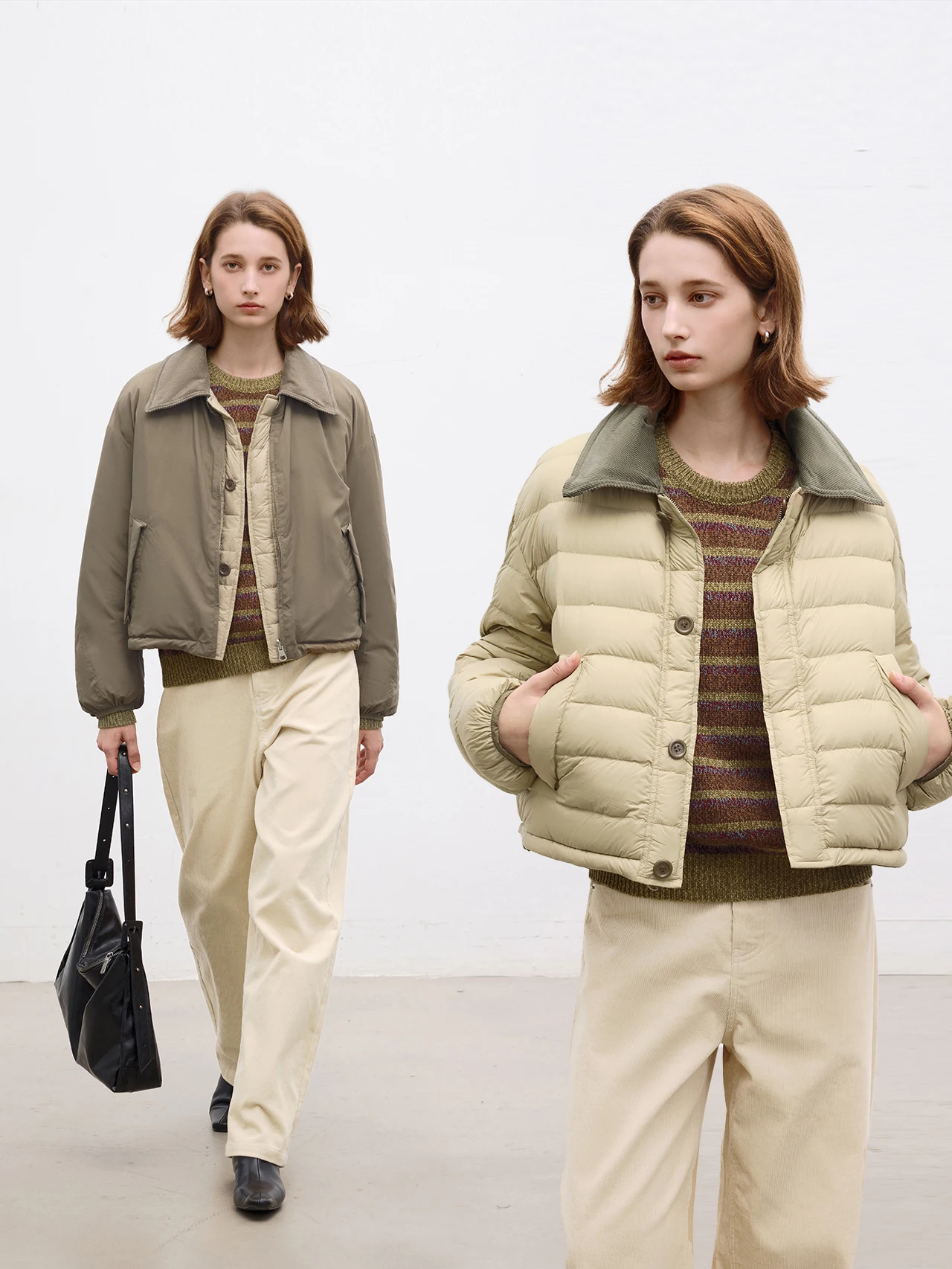 

DotDrobe Women's ort Puffer Jaet 90% White Du down Double-Sided Wear Casual Sle Thiened Long Sve Coat