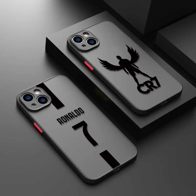 Clear Matte Phone Case for iPhone 15 14 13 12 11 pro Max 13 12 Mini XS XR X 7 8 6 6S plus Football Star C Ronaldo Number 7 Cover