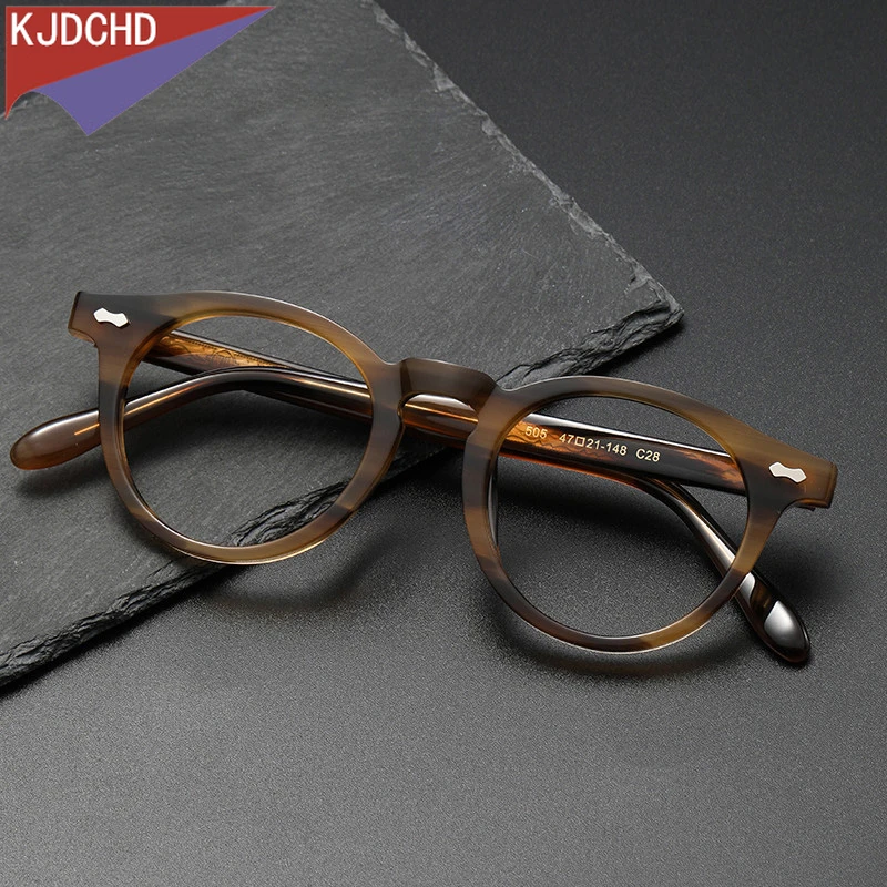 

2024 Acetate Titanium Glasses Frame for Men Women Vintage Round Prescription Myopia Eyeglasses Optical Spectacles Korean Eyewear