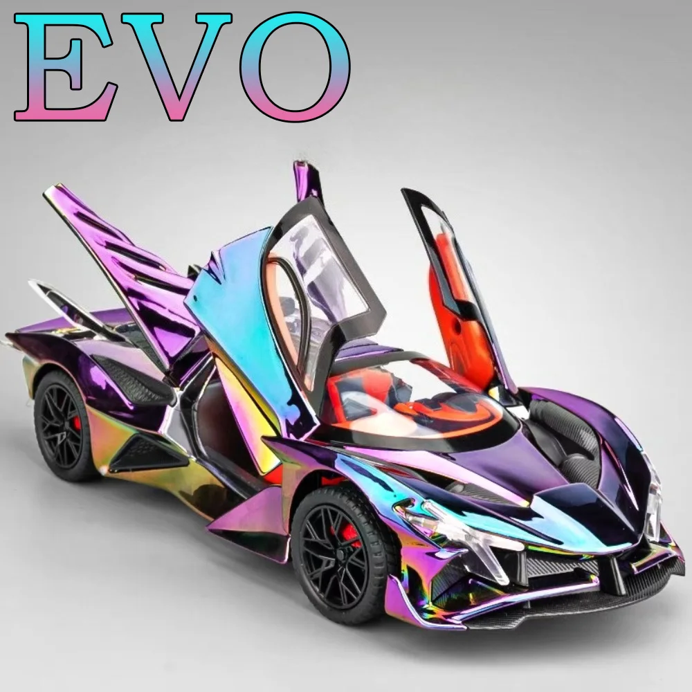1:24 Apollo EVO IE Modello di auto sportiva in lega Diecast Toy Suono Luce Tirare indietro Porte aperte Veicolo in miniatura Regalo di compleanno per bambini