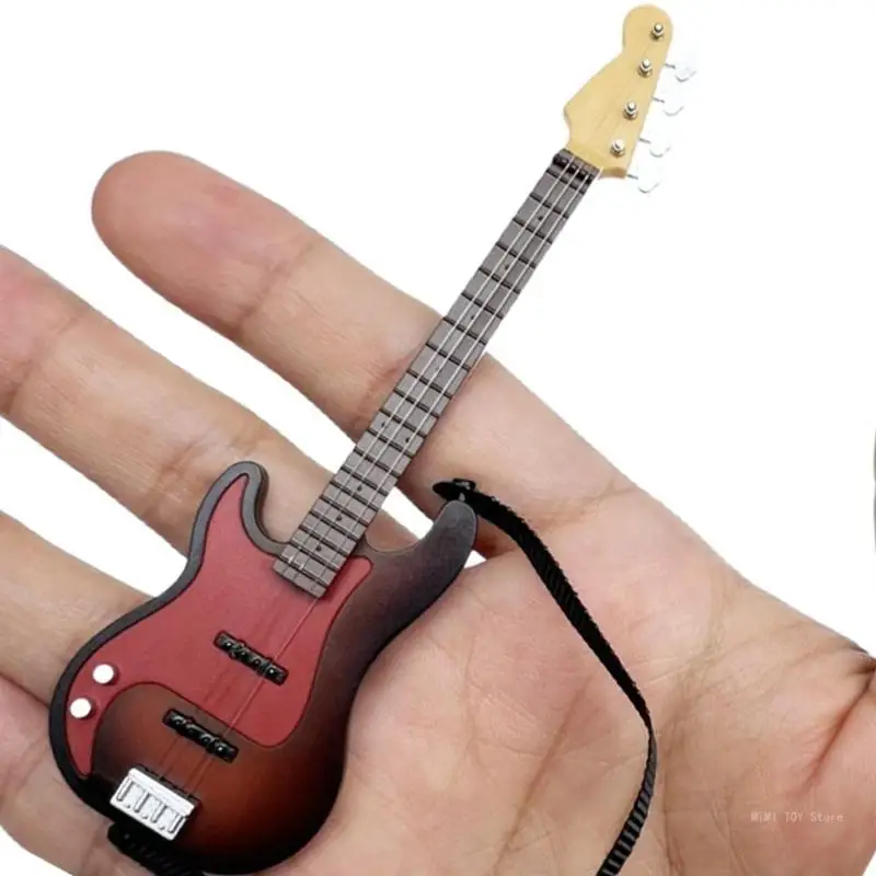 Realistic Mini Guitar Model 1/12 Dollhouses Accessories with Removable Strap