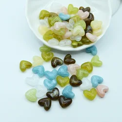 30 Pieces 14 * 14mm Straight Hole Jelly Colored Acrylic Heart-shaped Beads DIY Handmade Necklace Bracelet Accessories Materials