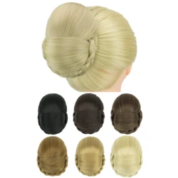Soowee Synthetic Braided Chignon Dancer Hair Cover Donut Hairpieces Scrunchies Hair Bun Updo Wedding Party Headwear for Women