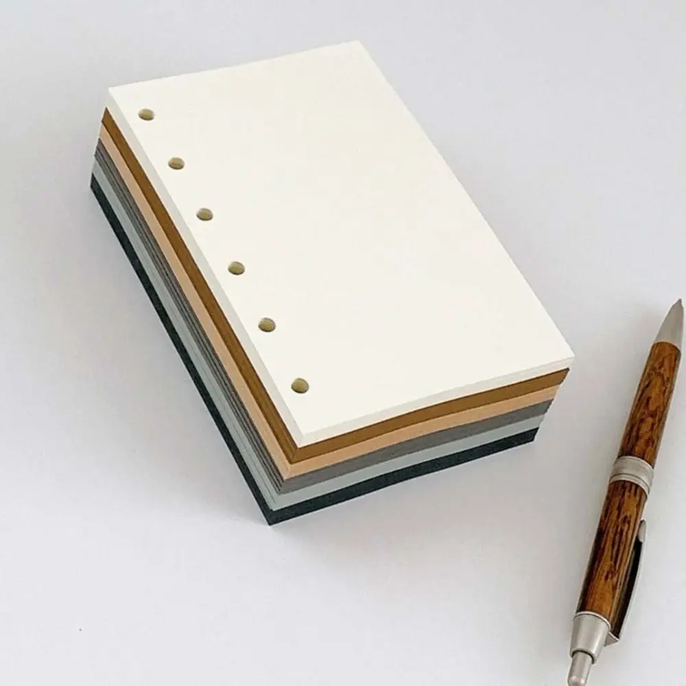 50 fogli A7 Notebook a fogli mobili Ricarica Carta Indice Pagina interna Carte Pagina separatore Carta Ricarica interna Raccoglitore Pagine di carta 6 fori