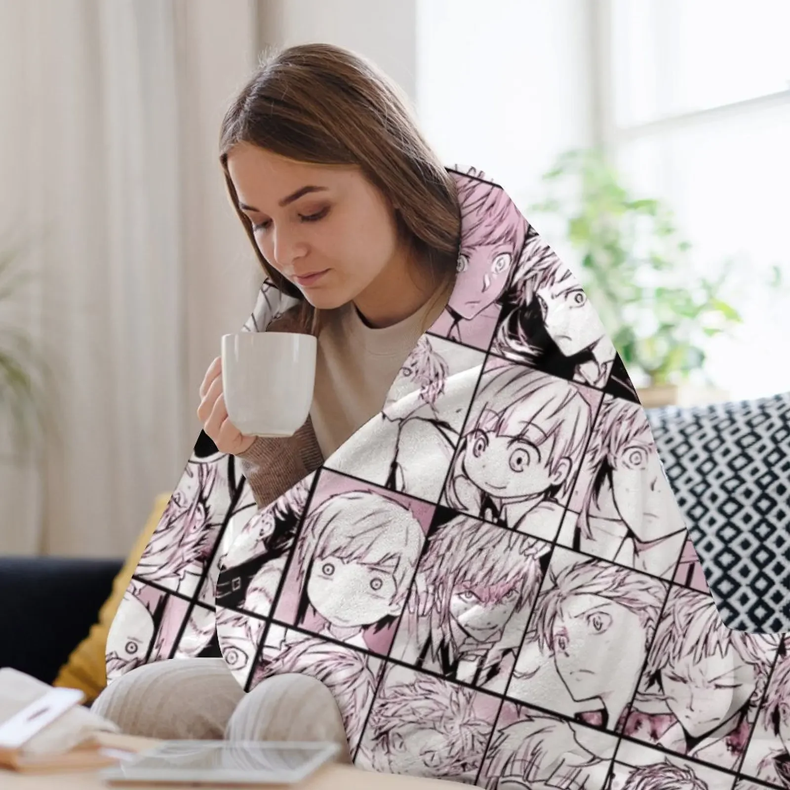 Atsushi BSD-versión de color de collage, manta para cama, cama de playa, mantas de lujo de moda