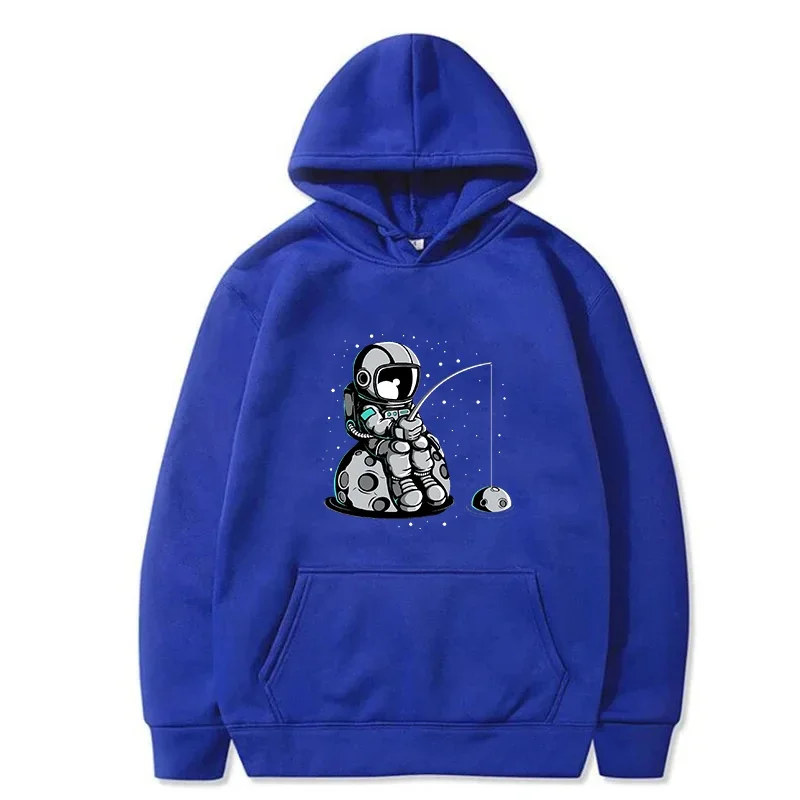 New Cartoon Astronaut Print Men Men Hoodies Casual Round Neck Tops Loose Harajuku Short Sleeves T Shirt Korean Style Clothes