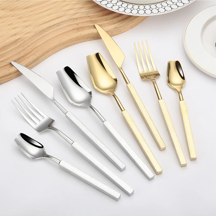 

New Luxury Stainless Steel Cutlery Set, Creativity Gift Set, Flatware Silver 304, Europe Fashion, Drop Shipping