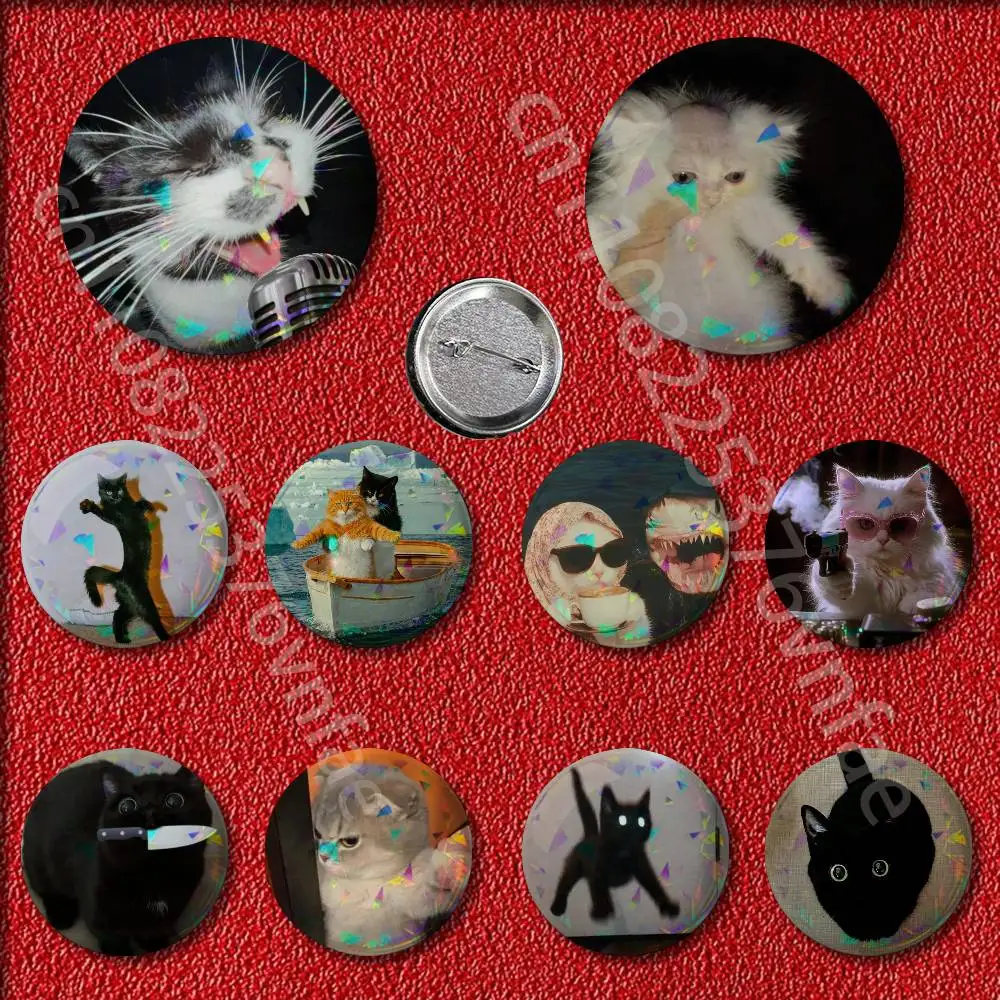 

Lovely Cat Pet Funny Badges Badge 25mm 32mm 44mm 58mm 75mm Round Pin Brooch Adornment Souvenir Cosplay Gift