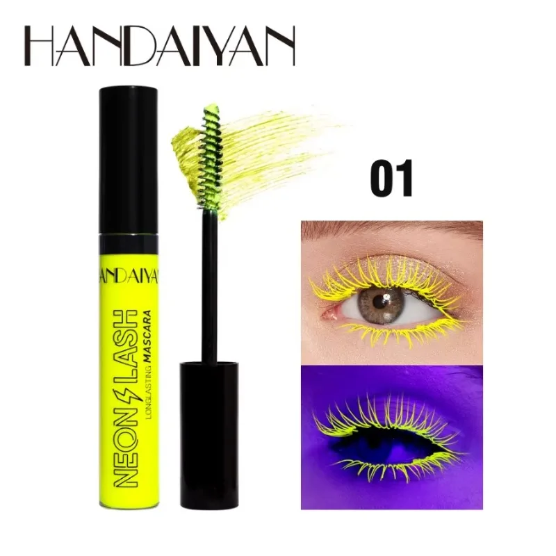 6 Colors Fluorescent Night Luminous Neon Colorful Mascara Eyelash Curling Gel Eye Lash Mascara Pen Color Decoration