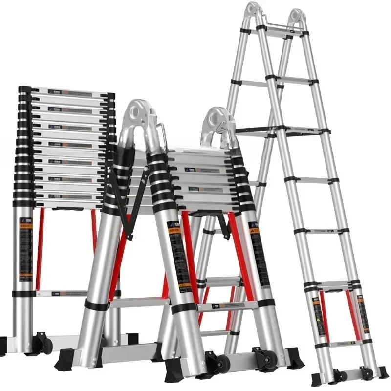 Modern Aluminum Alloy Step Ladders for Home Telescopic Folding Ladder Light Luxury Kitchen Multifunctional Engineering Staircase