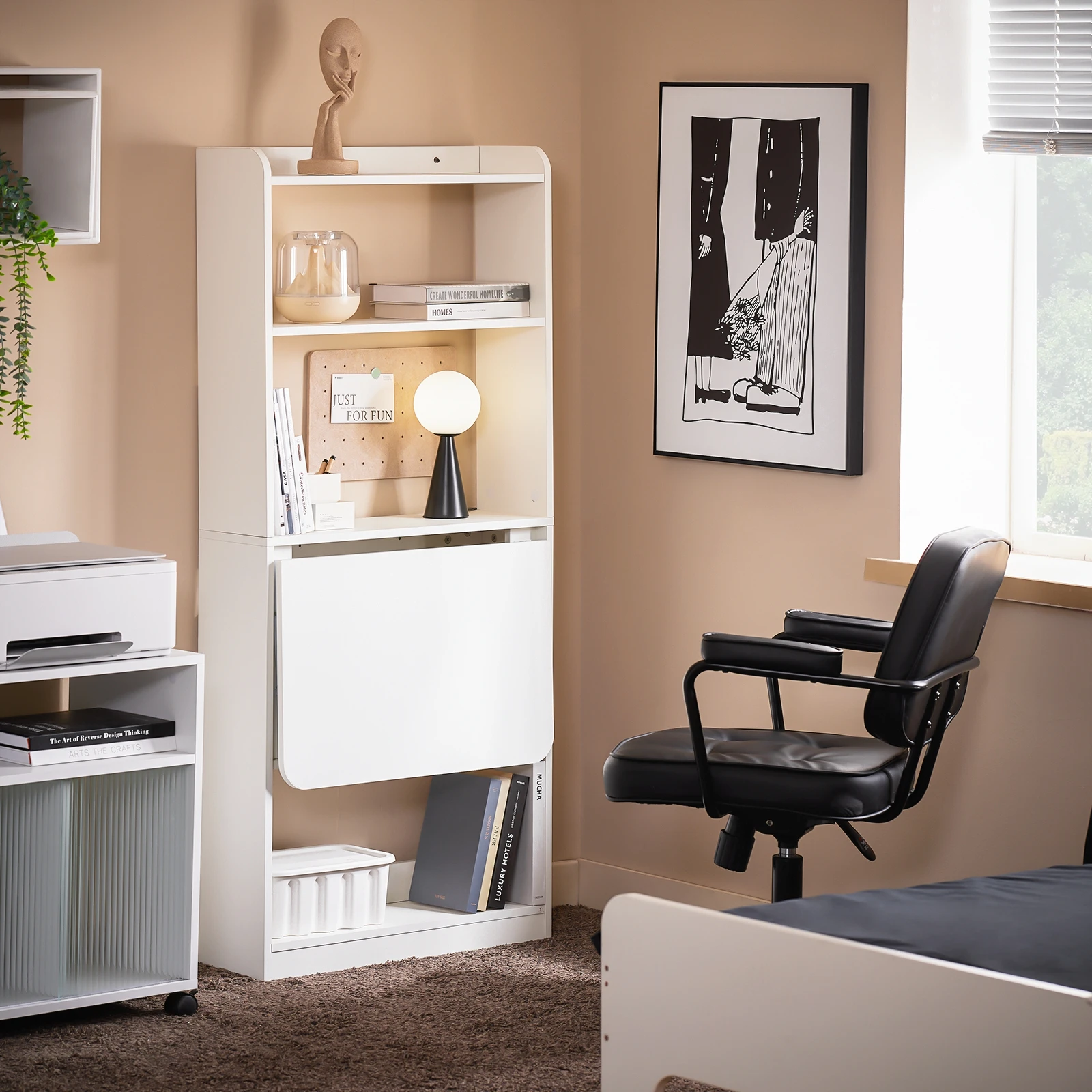SoBuy FWT92-H-W Paquetes plegables Mesa de escritura pequeña Mesa de trabajo Mesa de oficina Mesa plegable de oficina en casa Mesa de pared