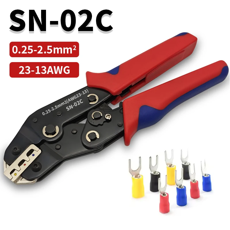 

Wire Crimping Tool Insulated Wire Electrical Connectors Crimp-Butt,Ring,Spade,Terminals Cable Lugs SN-02C