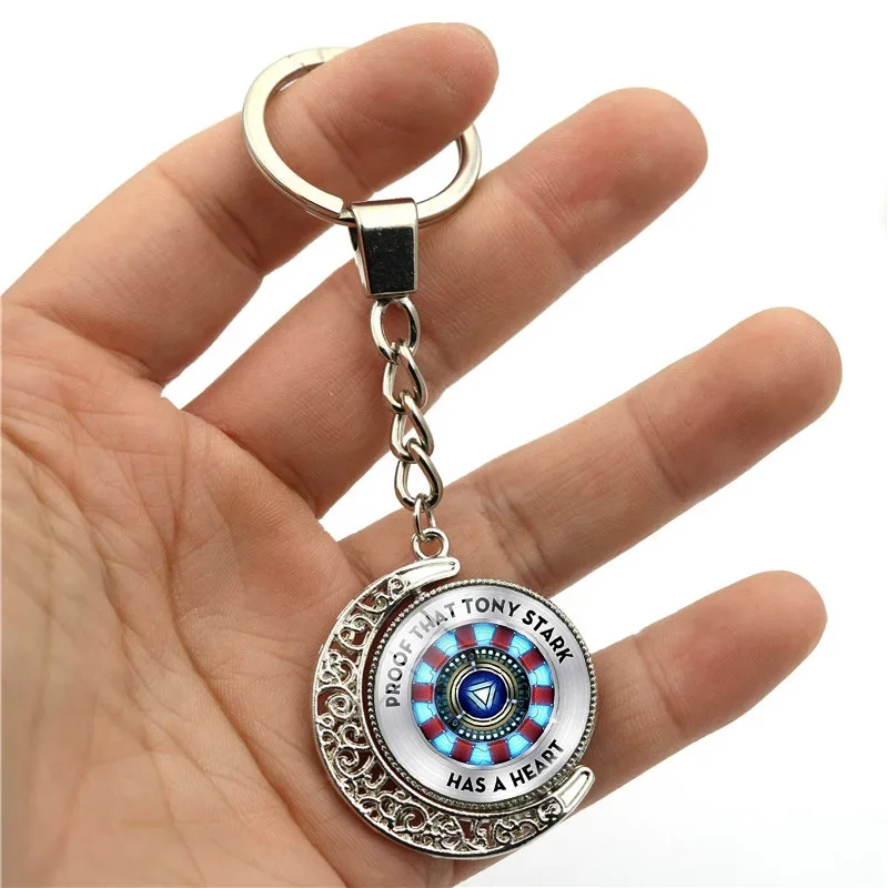 Double Sided Rotating Moon Pendant Steel Heart  Personalized Car Metal Keychain My Real Hero Key Chain Fun Keyring  Accessories