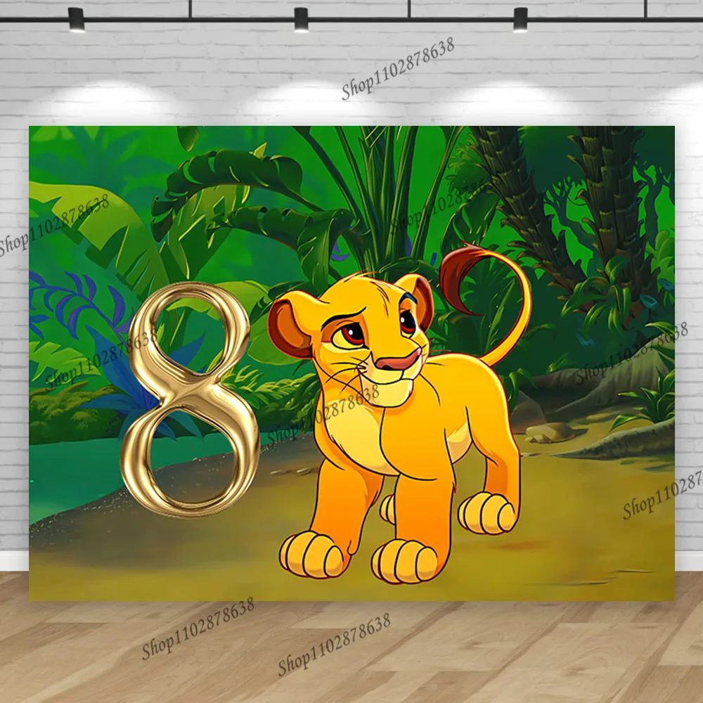 The Lion King Birthday Backdrop Custom Gold Age 1 2 3 4 Children Party Background Boy Kids Jungle Baby Shower Decoration Banner