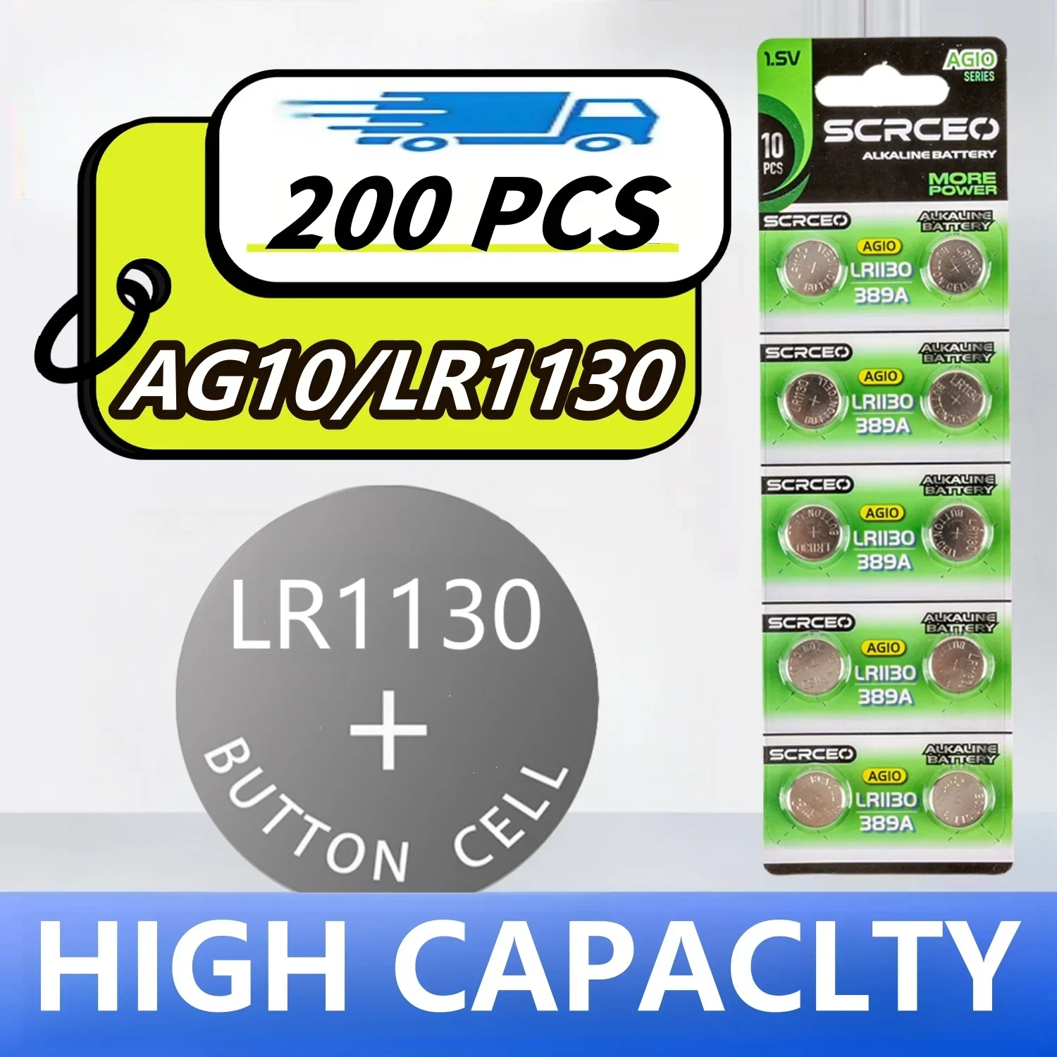 

100PCS AG10 LR1130 189 SR54 389 D189 LR54 SR1130 1.55V Alkaline Battery Button Coin Cell Battery For Toys Watch Remote Control