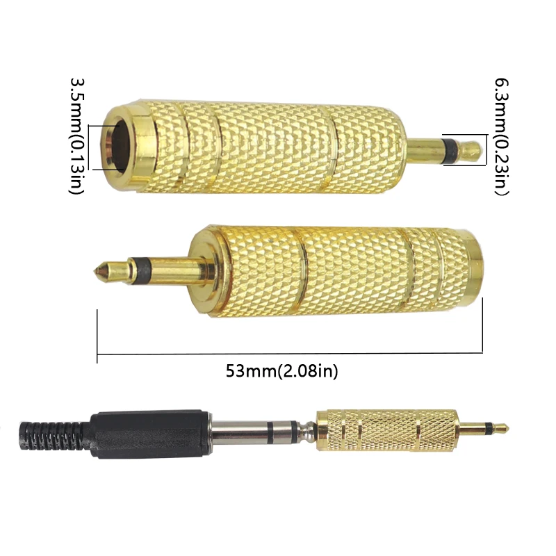 【4-2PCS】3.5mm to 6.35mm Converter 6.35MM Male Plug to 3.5MM Female Connector Headphone Amplifier Audio Adapter Microphone