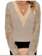 Apricot Silk Velvet Patchwork Top With Square Lace Collar Long Sleeve Autumn Style