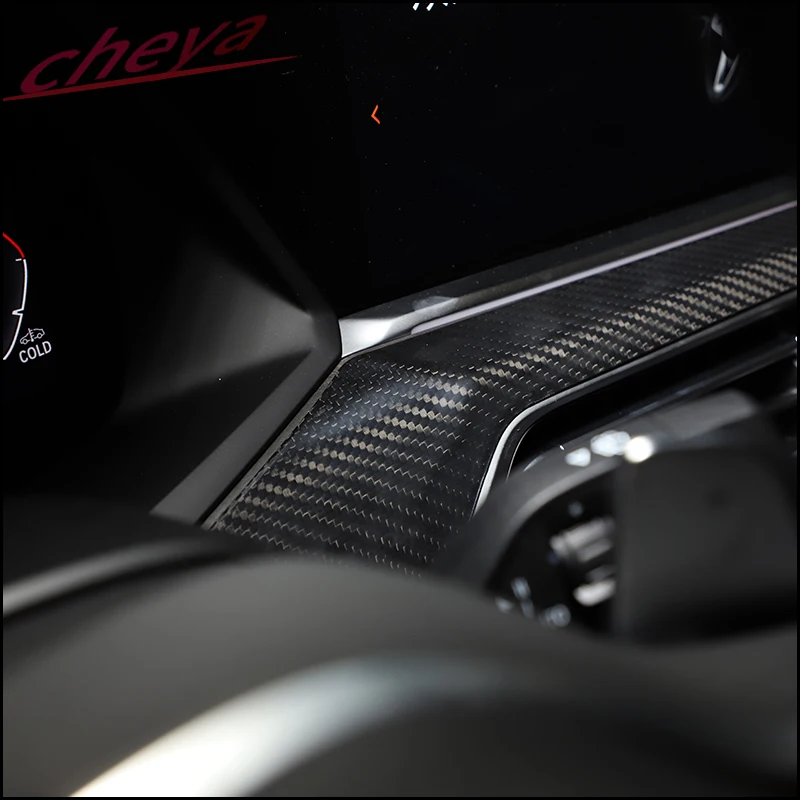 لسيارات BMW X5 X6 G05 G06 2019-2022 LHD ألياف الكربون الحقيقية لوحة سيارة غطاء لوحة مزخرفة الملحقات الداخلية 2 قطعة #4