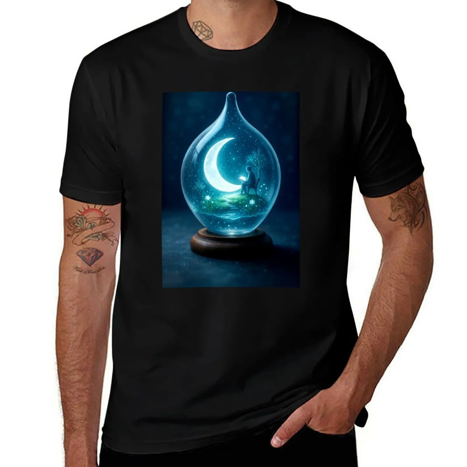 

Moonlight Reader – A Quiet Night in a Glass World : Luminous Realms Series (7/20) T-Shirt Funny t-shirts cotton t shirt men