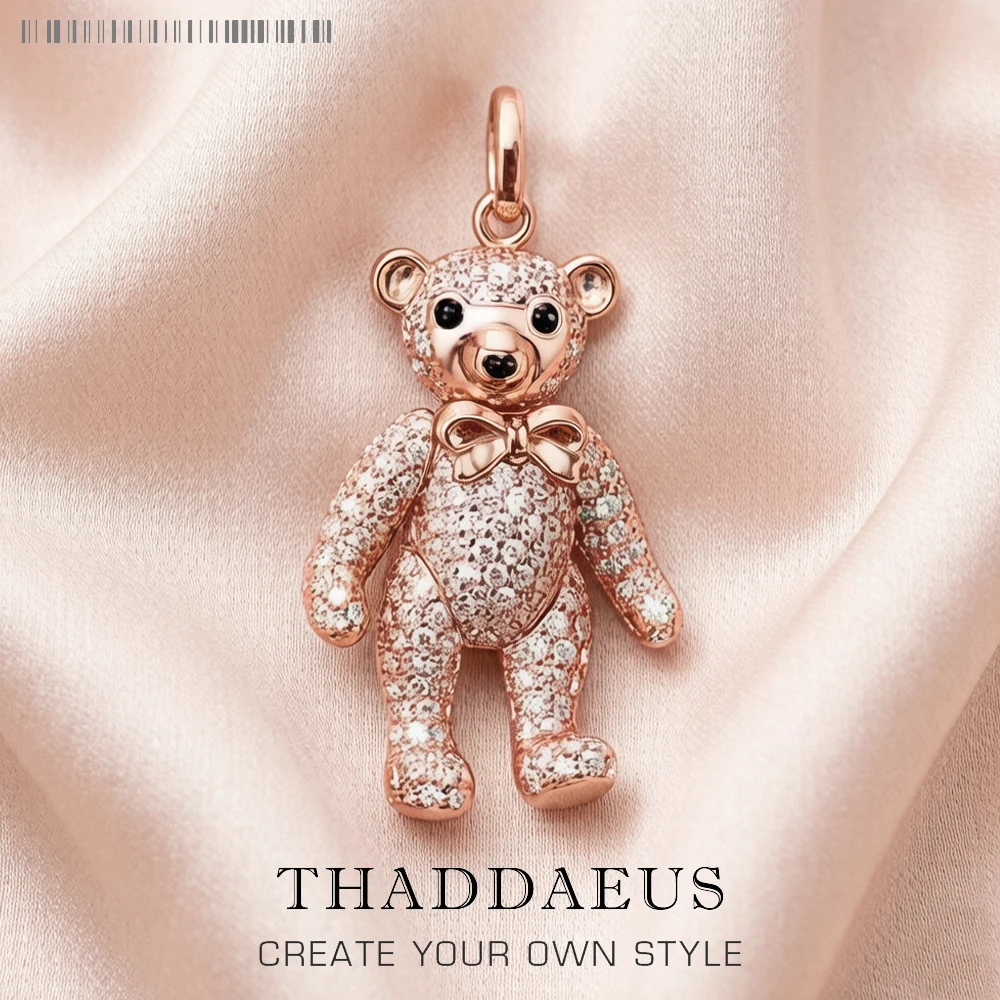 

Pendant Rose Gold Teddy Bear Brand New 925 Sterling Silver Cute Jewelry Europe Accessorie Gift For Woman
