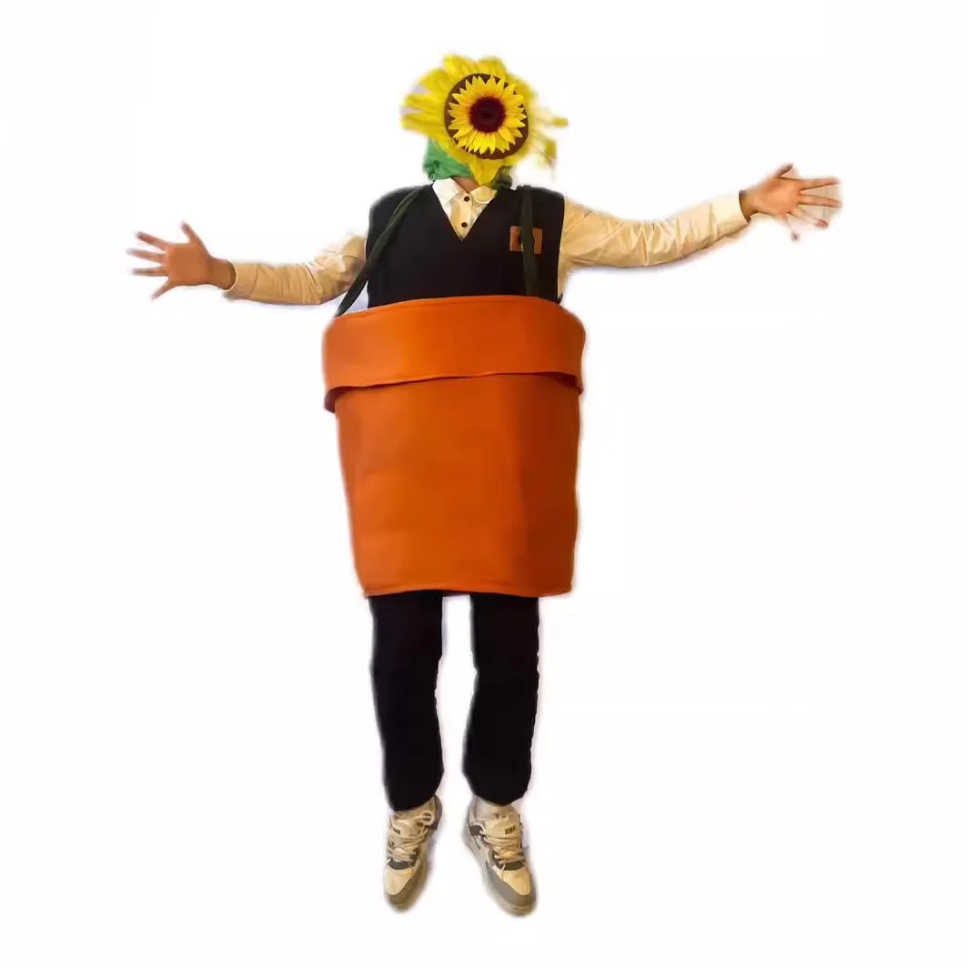 Funny Party Sunflower Pot Play Costume Cos Sunflower Flowerpot Stage Performance Costume Role Play Costume June 1 Children's Day