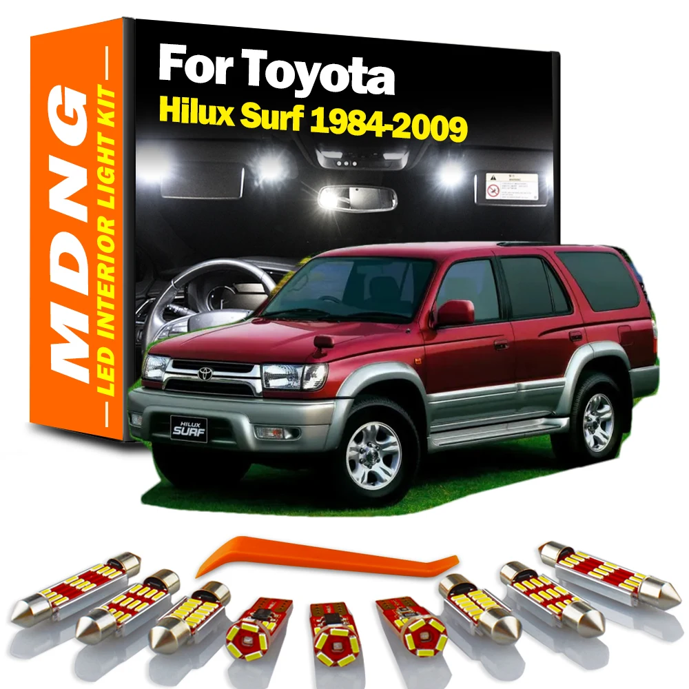 MDNG LED Interior Map Dome Light Kit For Toyota Hilux Surf 1984- 1997 1998 1999 2000 - 2005 2006 2007 2008 2009 Plate Trunk Bulb