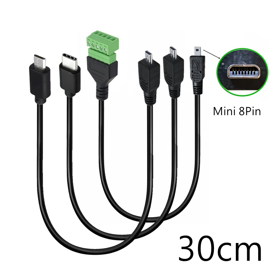 

Mini 8Pin to Mini Micro Type C Male OTG Cable USB 2.0 Camera Converter for Nikon Panasonic USB-C to Mini USB Connector