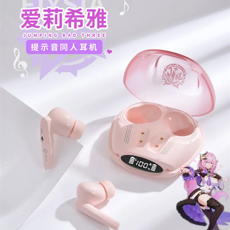 

Anime Honkai Impact 3 Official Elysia Customized Bluetooth 5.3 Headset Cosplay ANC Active Noise Cancellation Earbuds and PU Case