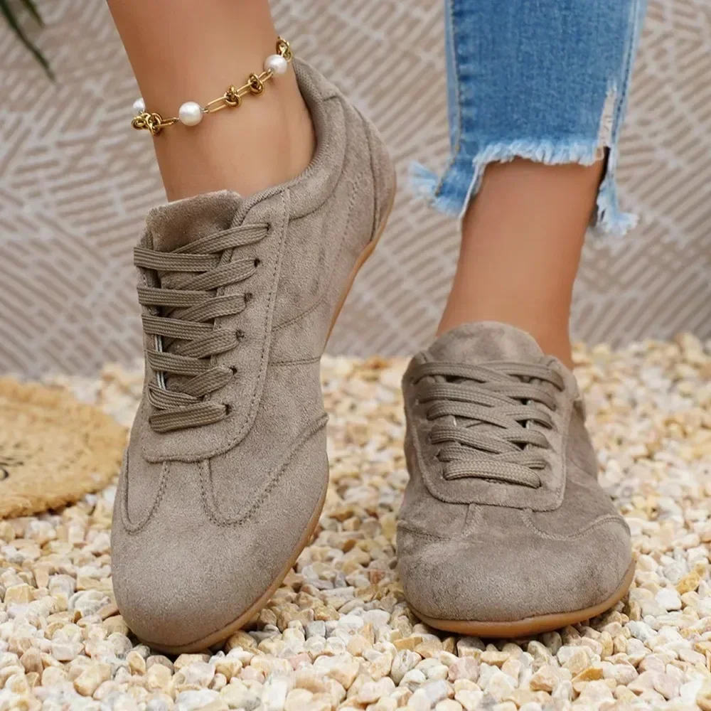Damen Wildleder Schnürschuhe 2026 Neue Sneakers Runde Zehenkappe Weich Bequem Casual Damen Outdoor Fahr-/Wanderschuhe für Frauen – Detail 13