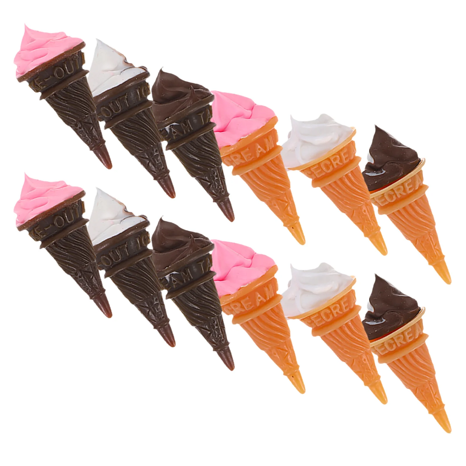 12 mini cornets de crème glacée en résine, décorations de desserts miniatures pour maison de poupée, simulation réaliste de friandises, scène à petite échelle