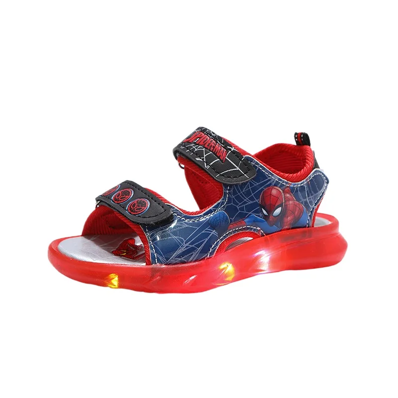 Disney cartoon boys Spider-Man scarpe Casual carine con sandali morbidi a luce led per regalo per bambini taglia EU 21-31