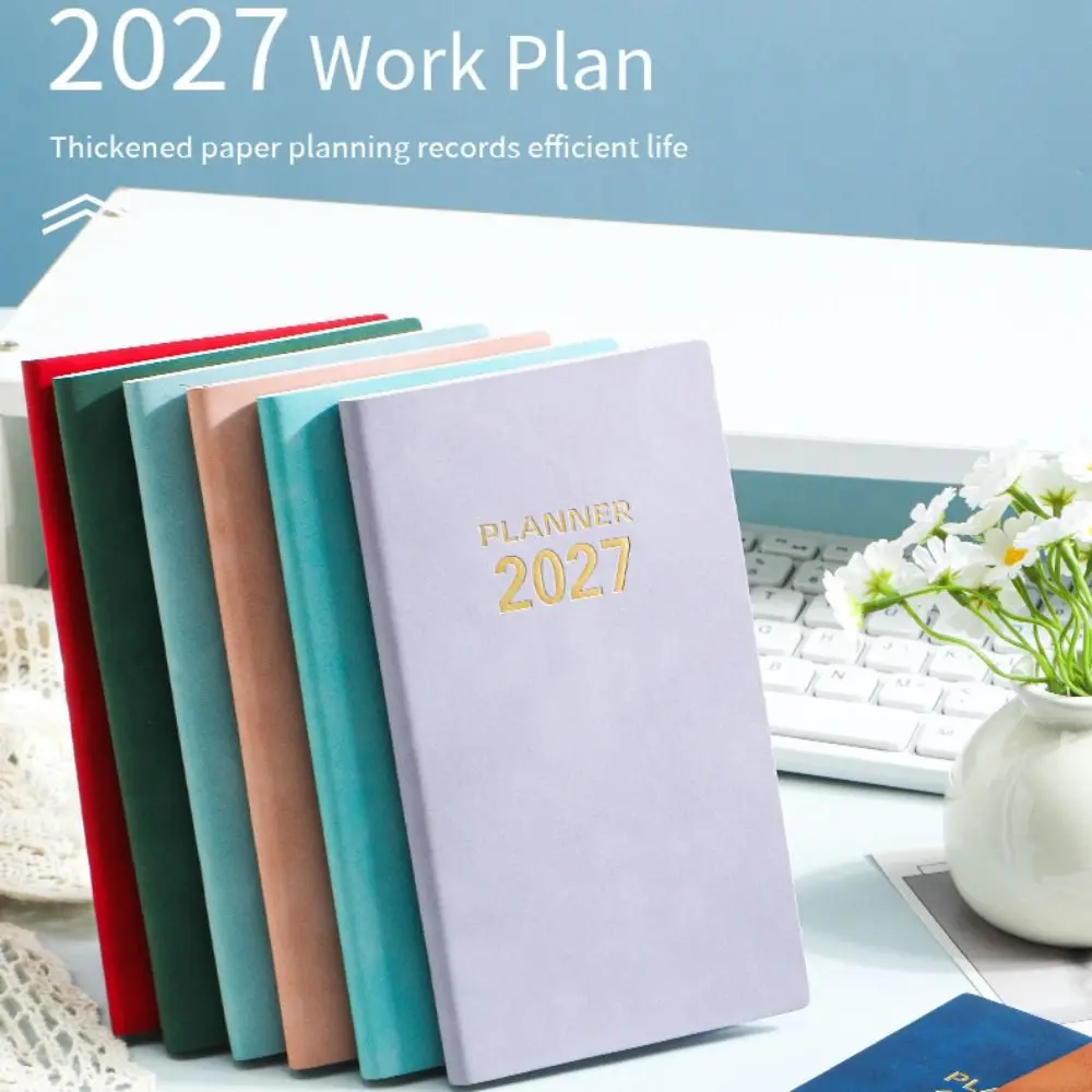 Portable A6 2027 Schedule Book To Do List Textured PU Daily Planner Book Planner Reminder Agenda Book Students