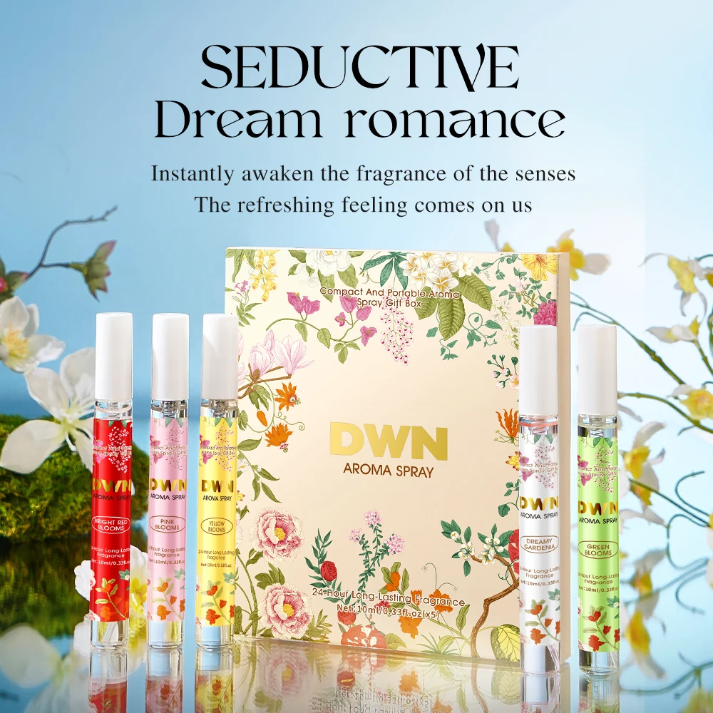 5-Piece Set of 10ml Alcohol-Free Vintage Pastoral Floral Fragrance Sprays, Fresh Delicate Floral Scents | Portable, Ideal for Wa