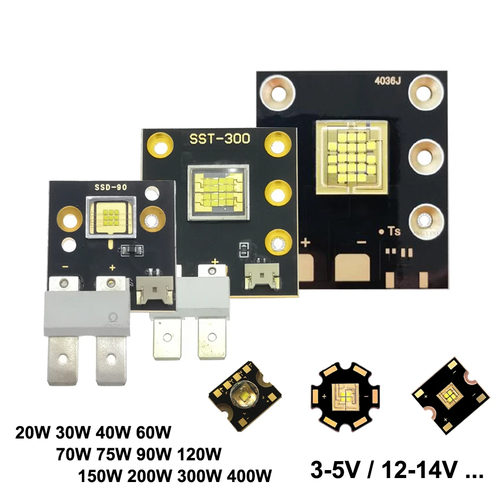 High Power LED Chip Stage Light Source 20W 40W 60W 90W 120W 150W 200W 300W 400W 3V 5V 12V 24V For Moving Head DJ Lamp Projector