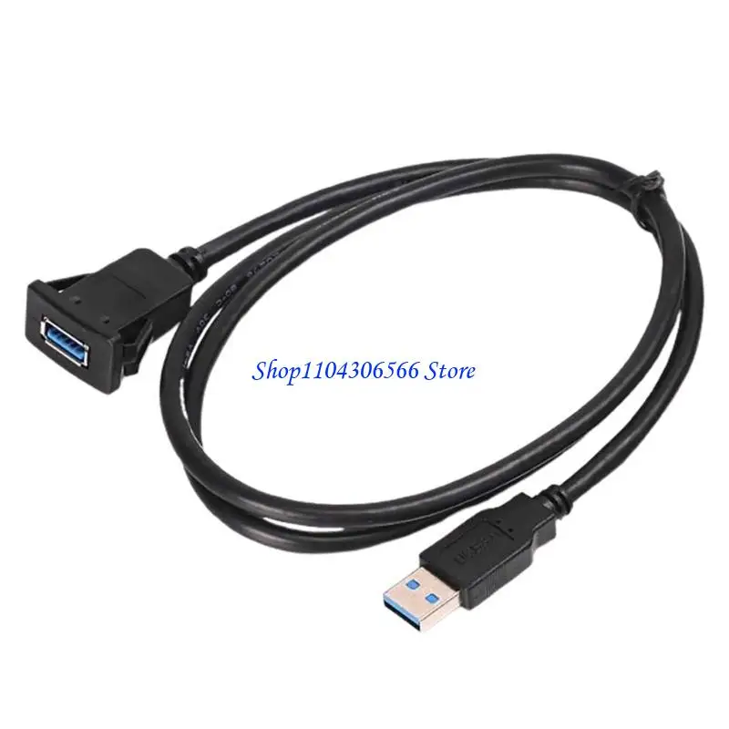 02DD Universal Square Single Port USB3.0 Panel Flush Mount Extension Cable Expand Data Transfer dan Input Aksesori 39.37in