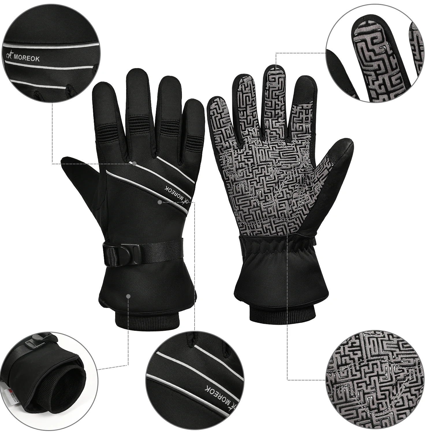 Winter Ski Gloves -30℃  Waterproof 3M Thinsulate Thermal Gloves Full Finger Warm Cycling Gloves for Skiing,Motorcycle,Snowboard