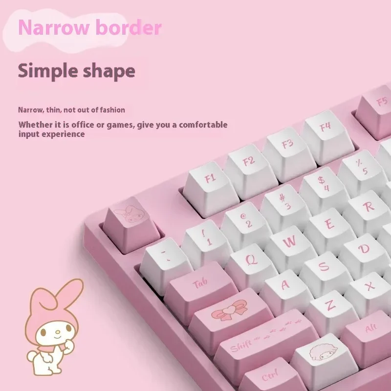 Original AKKO 3087 Wired Melody Mechanical Keyboard PBT Keycap Sublimation Cartoon Image Full Key Rollover Mechanical Keyboard