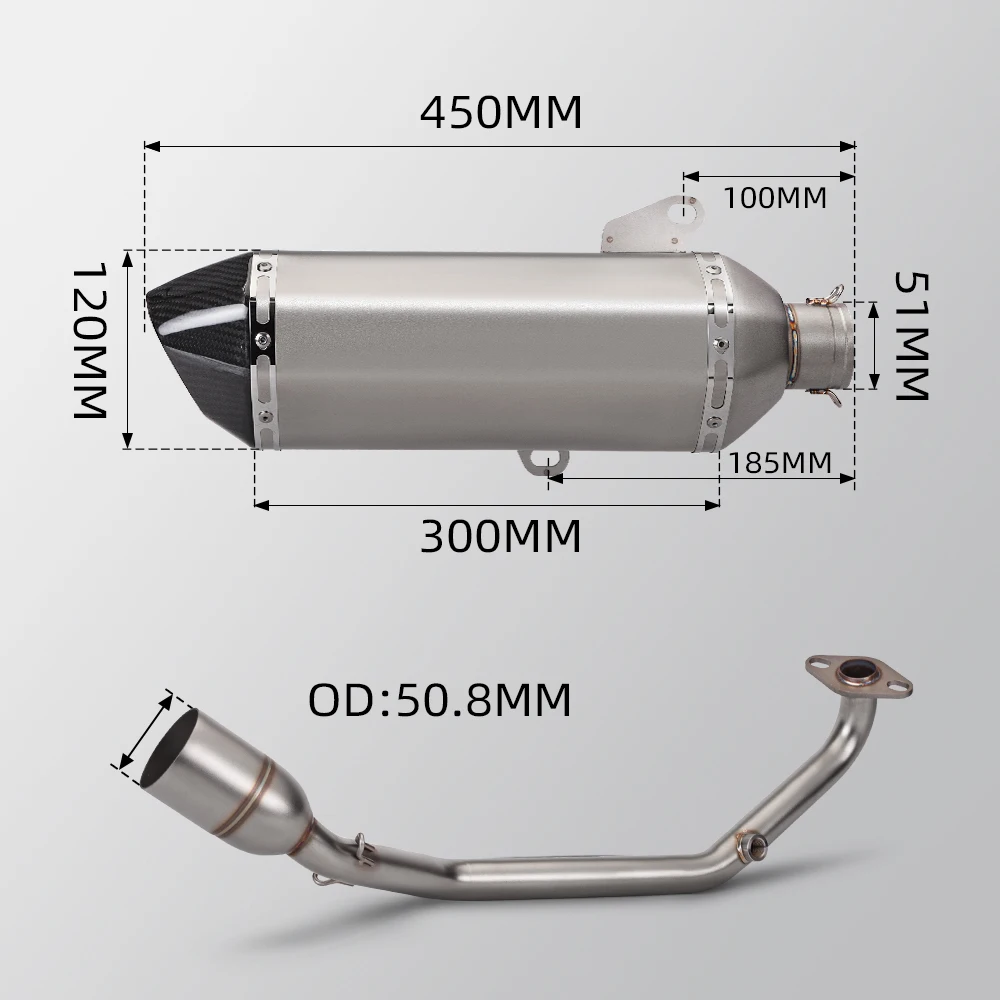 Tubo del silenziatore di scarico del motociclo ad alte prestazioni, tubo dell'intestazione del sistema completo, sezione PCX150, PXC160, 2021-2023