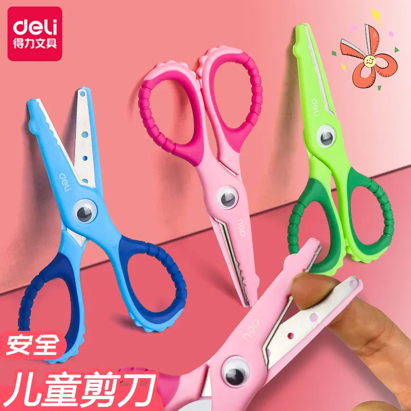 Deli 6071 Cartoon Scissors Tijeras Para Manualidades Crocodile Cute Kawaii Portable Art Handmade Scissors Safety Anti Cutting